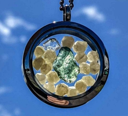 Moldavite herkimer diamond - moldavite, &